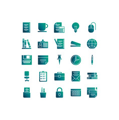 set of icons office , gradient style icon