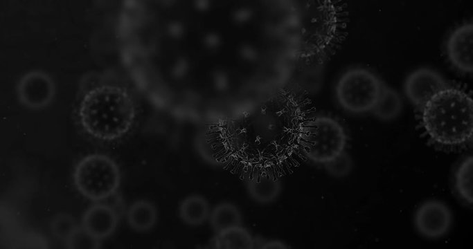 Coronaviruse under electron microscope, CoV, 2019-nCoV viruses. Dangerous flu strain cases as a medical health risk concept. deadly outbreak infection. pandemic, epidemic, endemic. 3D render