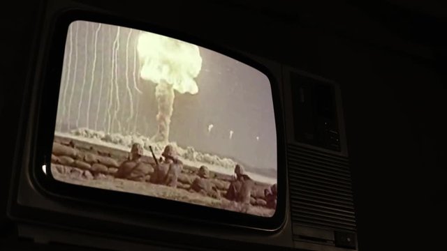 Atomic Test on a Retro TV. Public Domain Footage.