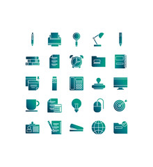 set of icons office , gradient style icon
