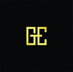 Outstanding professional elegant trendy awesome artistic black and gold color GE EG initial based Alphabet icon logo.