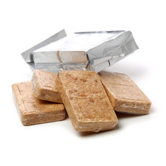 Compressed biscuit food  on white background