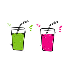 doodle smoothie with hand drawn cartoon style vector isolated