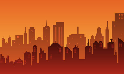 Obraz premium City modern building in the afternoon with sunset