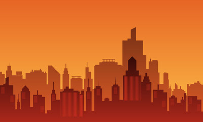 City modern building in the afternoon with sunset