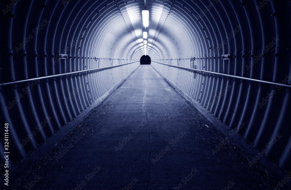 Poster Interior view of empty tunnel. Architecture abstract background