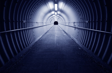 Interior view of empty tunnel. Architecture abstract background