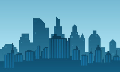 Naklejka premium City building modern skyscraper with blue and bright sky