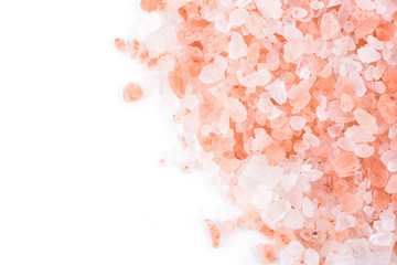 Pink Himalayan salt  isolated on white background.