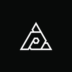 Initial letter P logo template with triangle line art symbol in flat design monogram illustration