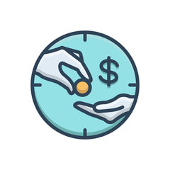 Color illustration icon for wage  
