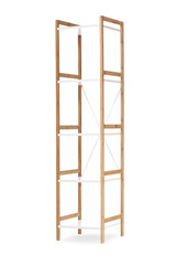 Empty shelving unit on white background