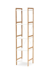 Empty shelving unit on white background