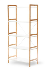 Empty shelving unit on white background