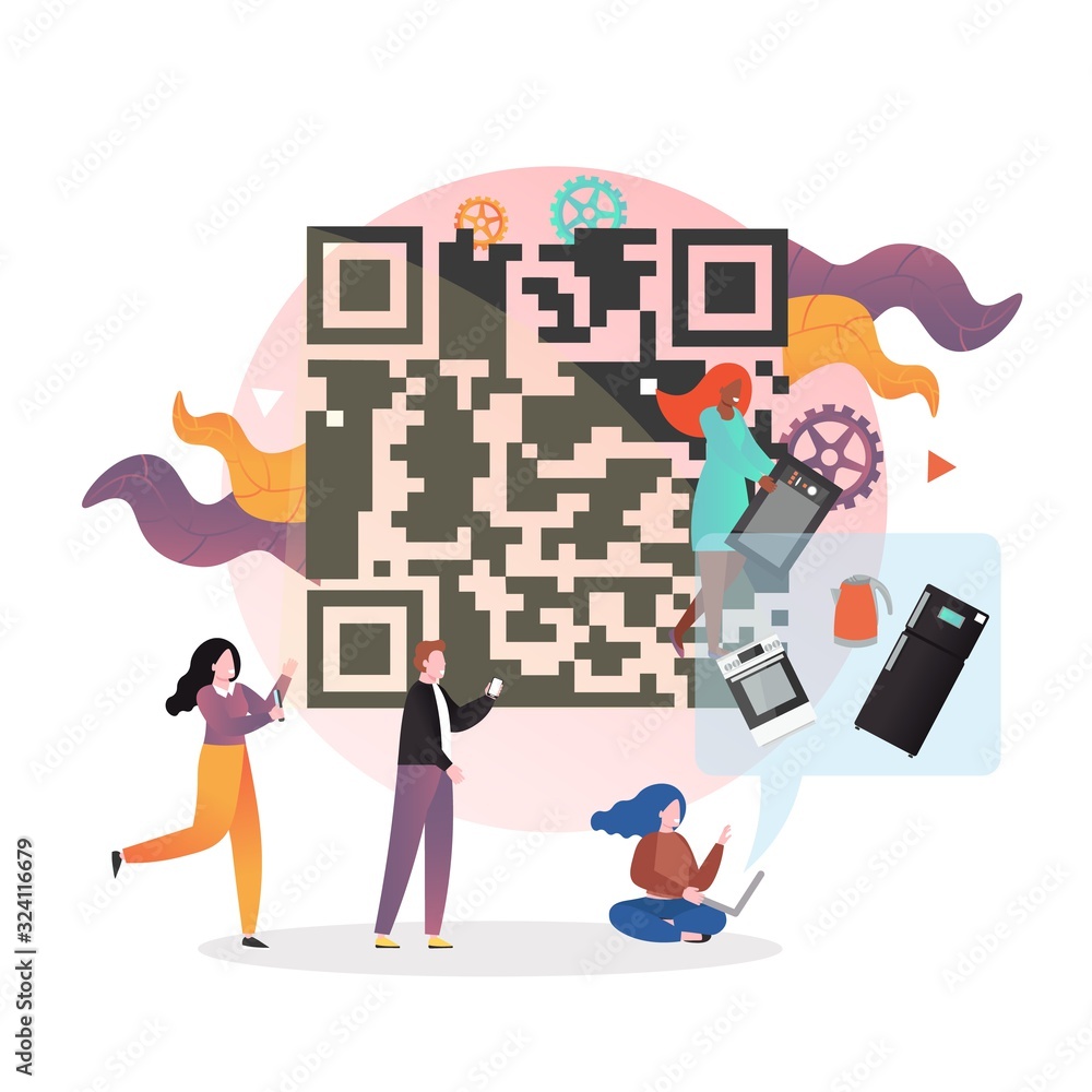 Aufkleber qr code vector concept for web banner, website page