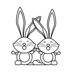 cute rabbits couple easter animals characters