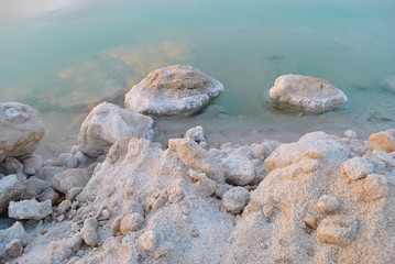 Dead Sea Salt . Mineral healthcare body treatment. Crystal Dead Sea salt rich in minerals.