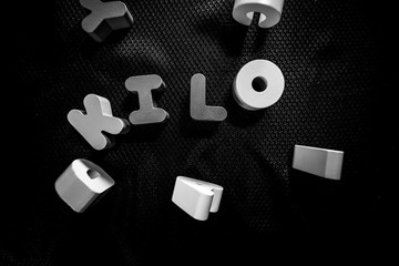 Kilo metric names made with colorful letters