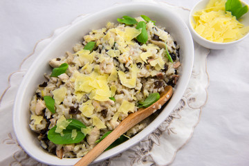 Chicken, bacon and mushroom risotto