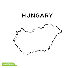 Hungary map icon vector logo design template