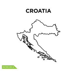 Croatia map icon vector logo design template