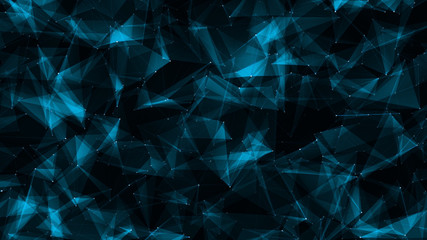 Poly polygon dark blue backgrounds fabricate with connecting points and lines. Structure of the science connection.