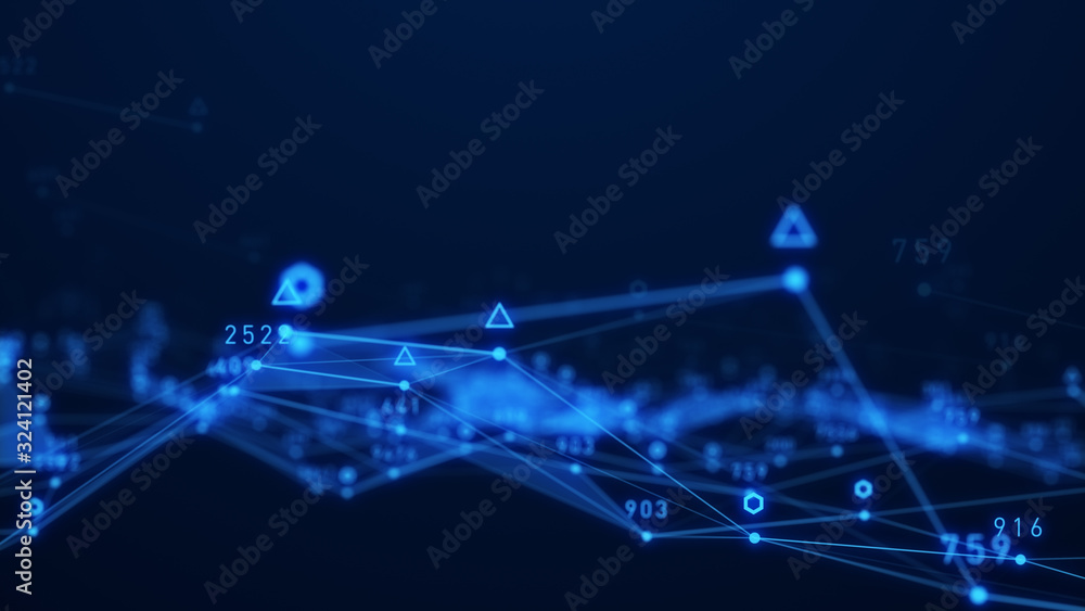 Poster abstract plexus geometry data background connecting technology concept digital communication network moving line and dot