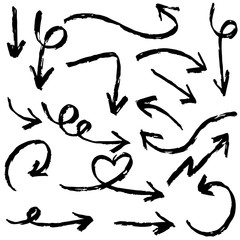 Set of Hand drawn vector arrows  doodle on white background.design element vector illustration.