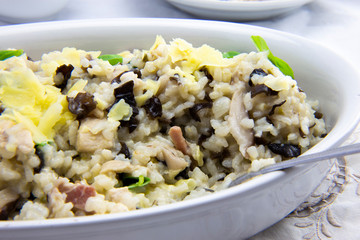 Chicken, bacon and mushroom risotto
