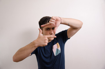 Young man doing taking a picture