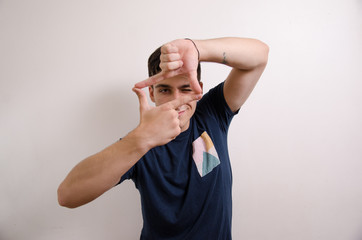 Young man doing taking a picture