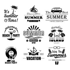 Vector set of summer time vintage logos, labels, badges