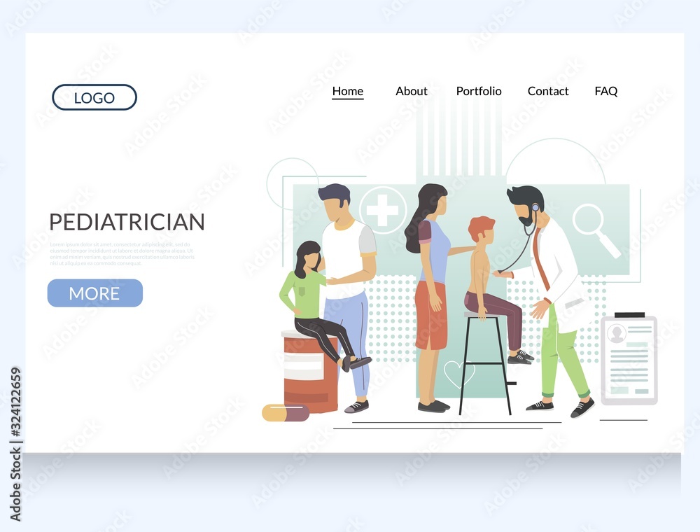 Poster pediatrician vector website landing page design template
