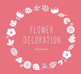 北欧風植物のフレーム白