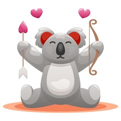 cute koala with arrow and love cartoon vector