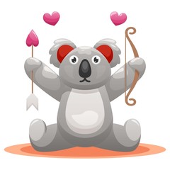 cute koala with arrow and love cartoon vector