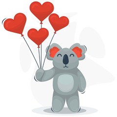 cute koala and balloon love cartoon vector