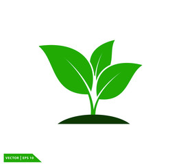 Leaf green ecology icon vector logo template