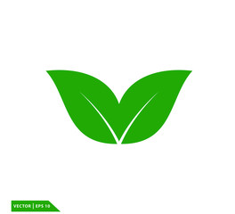 Leaf green ecology icon vector logo template