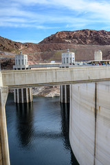 Lake Meade water intake structures on the Hoover Dam on the border of Nevada and Arizona in the United States