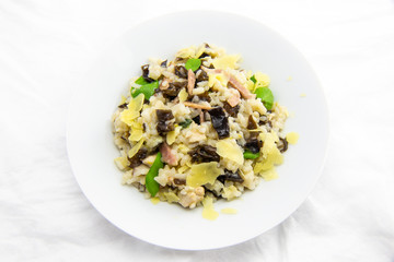 Chicken, bacon and mushroom risotto