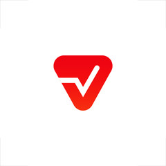 V letter logo check mark in triangle design