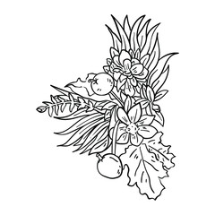 Vector Illustration Group Flower line drawing 