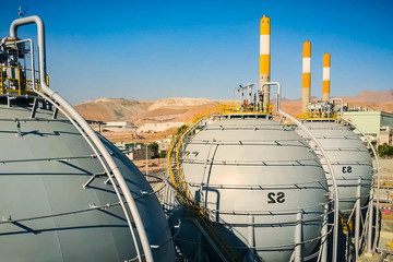Refinery and storage facilities of oil and petroleum products. O
