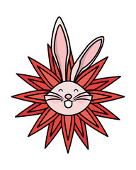 Fototapeta premium cute rabbit easter with flower petals
