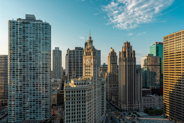 Fototapeta na wymiar Chicago Downtown panorama. Late afternoon light, summer season