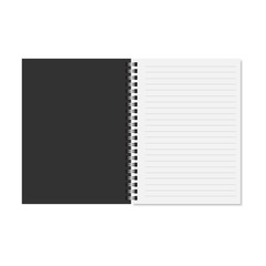Realistic spiral squared notepad blank mockup. Vector.