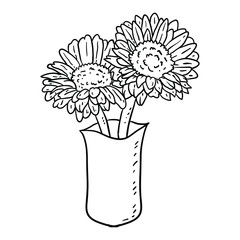 Vector Illustration Flower with vas line drawing