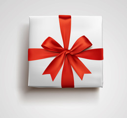 a red gift box bow 3d style