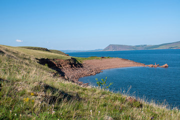 Obraz premium Rocky bay on the Siberian river Yenisei.